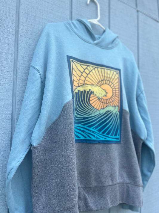 Catch the Wave” Upcycled Hoodie – Size XL/L